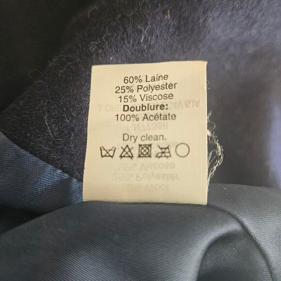 J. Crew Navy Wool Blend Double Breasted Collared Peacoat Gold Shield Buttons 0 - Picture 13 of 13